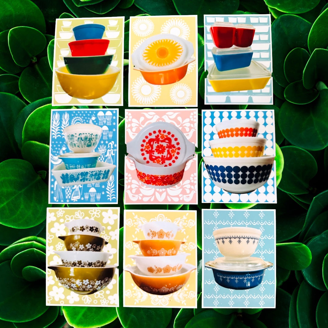 PYREX LOVE Vintage patterns Sticker Decals set of 9