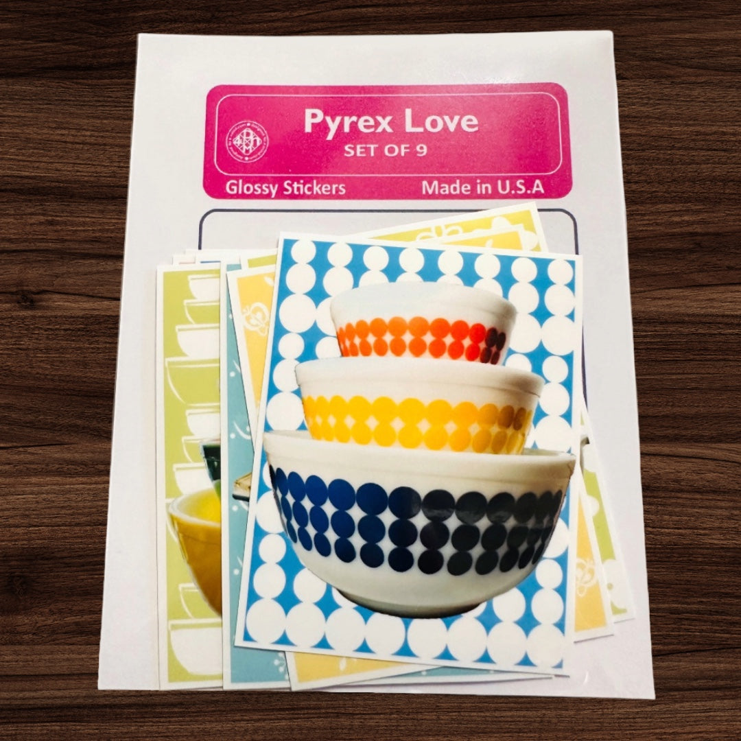PYREX LOVE Vintage patterns Sticker Decals set of 9