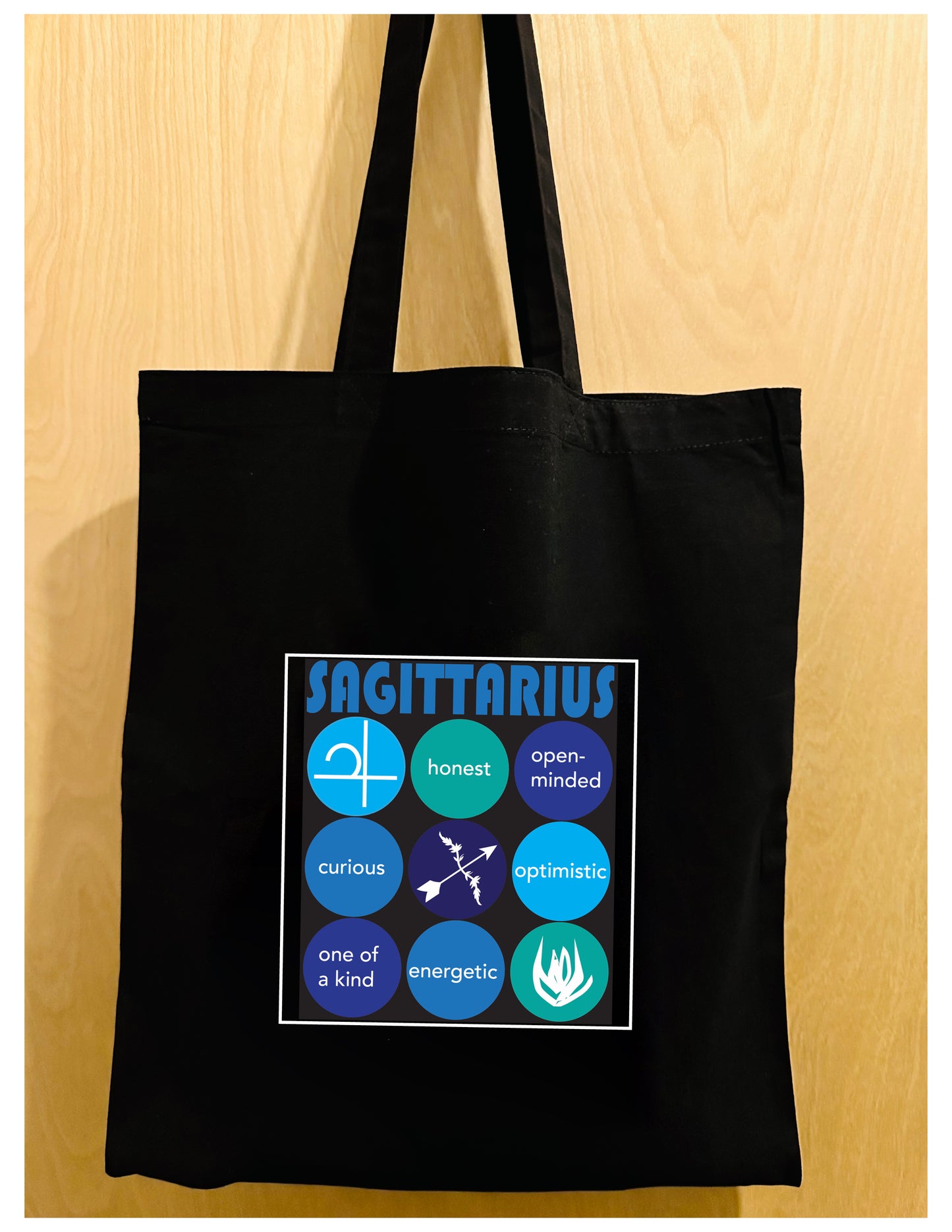 Black SAGITTARIUS Astrology Unisex Cotton Reusable Tote Bag