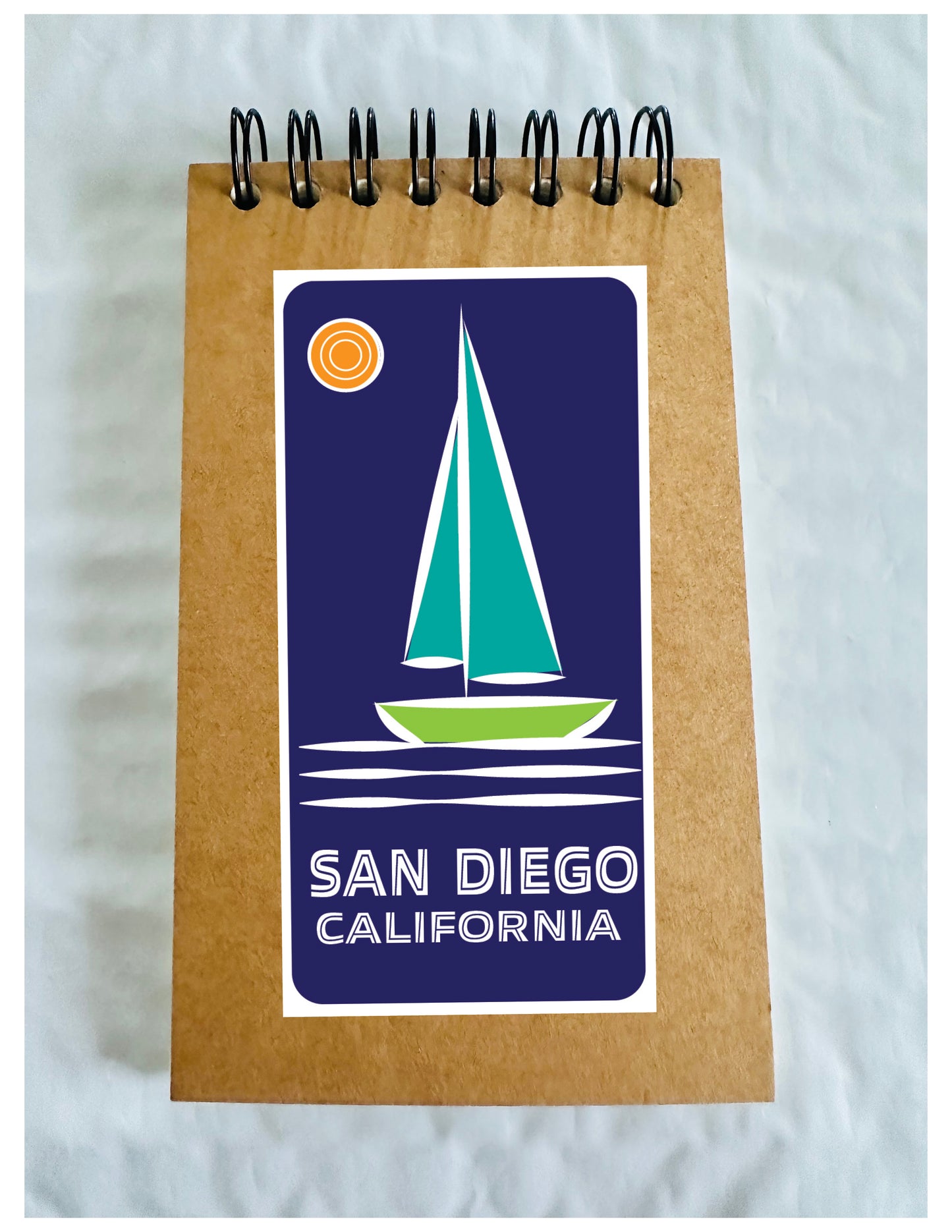 San Diego SAN Mini 3x5 Spiral Kraft Blank inside pages Memo Home Office School or Travel notebook