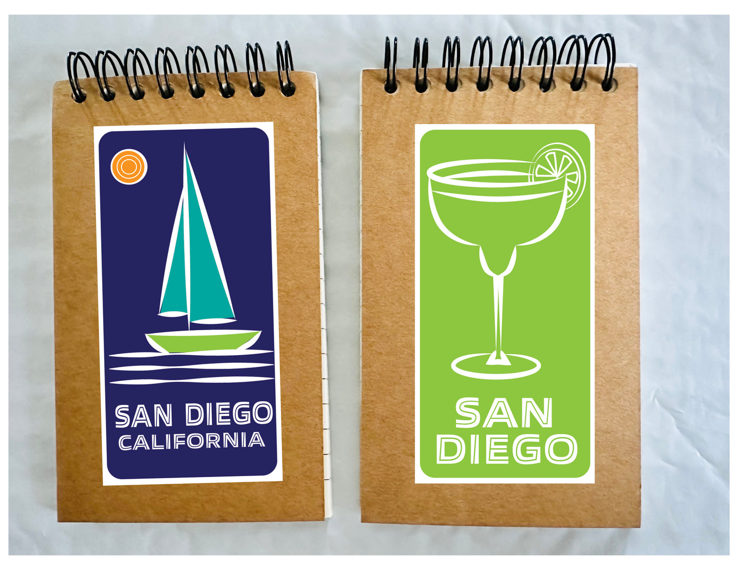 San Diego SAN Mini 3x5 Spiral Kraft Blank inside pages Memo Home Office School or Travel notebook