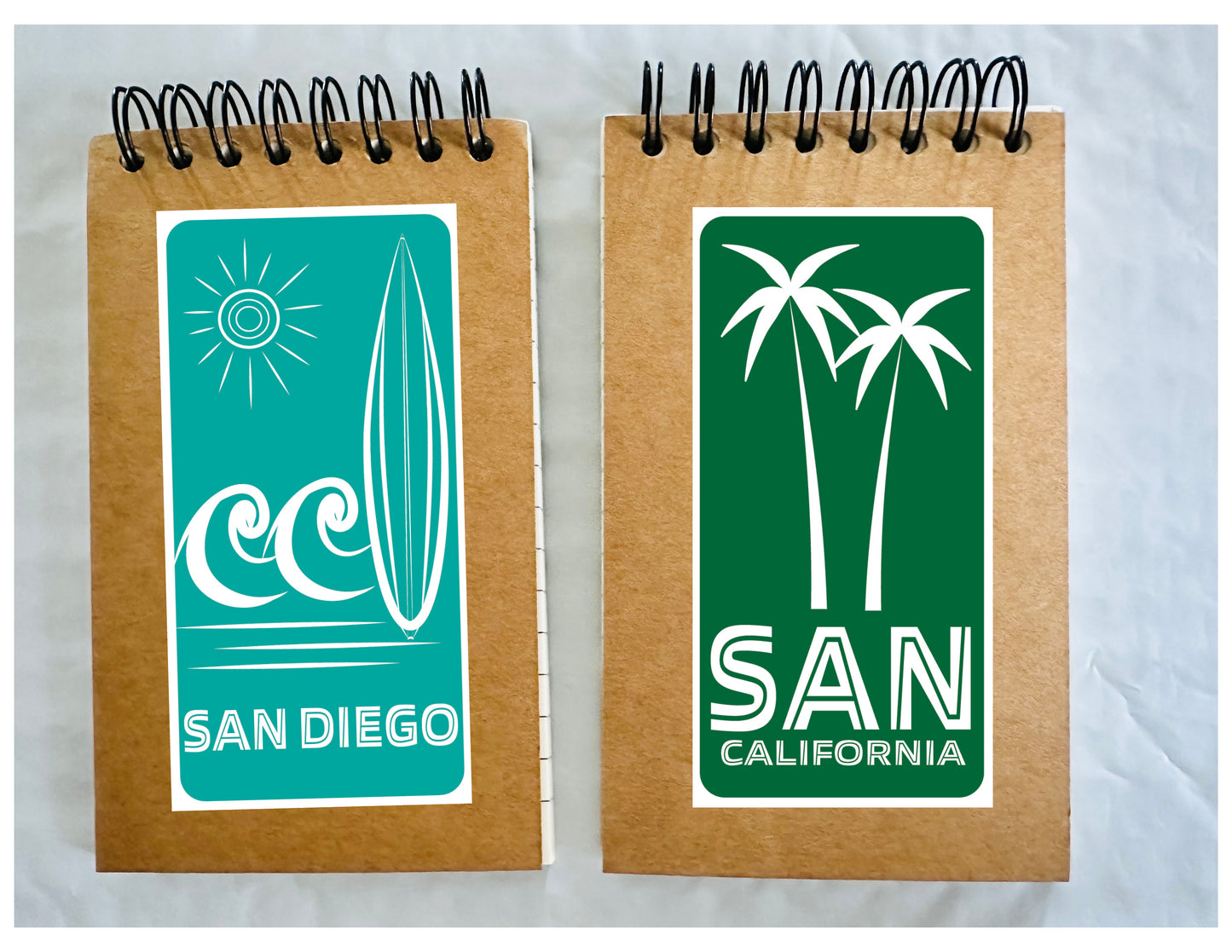 San Diego SAN Mini 3x5 Spiral Kraft Blank inside pages Memo Home Office School or Travel notebook