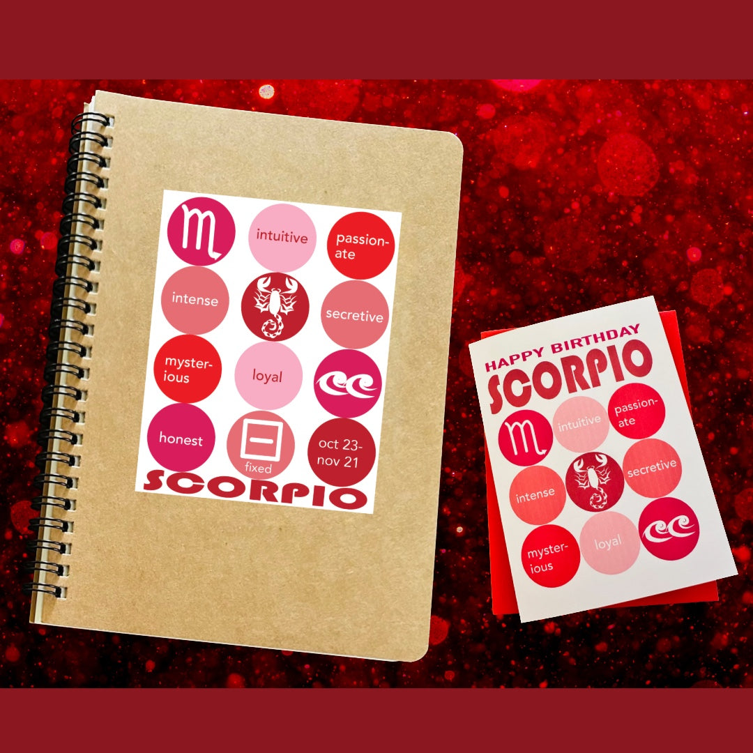 SCORPIO Astrology Traits & Symbols Spiral Kraft A5 Notebook