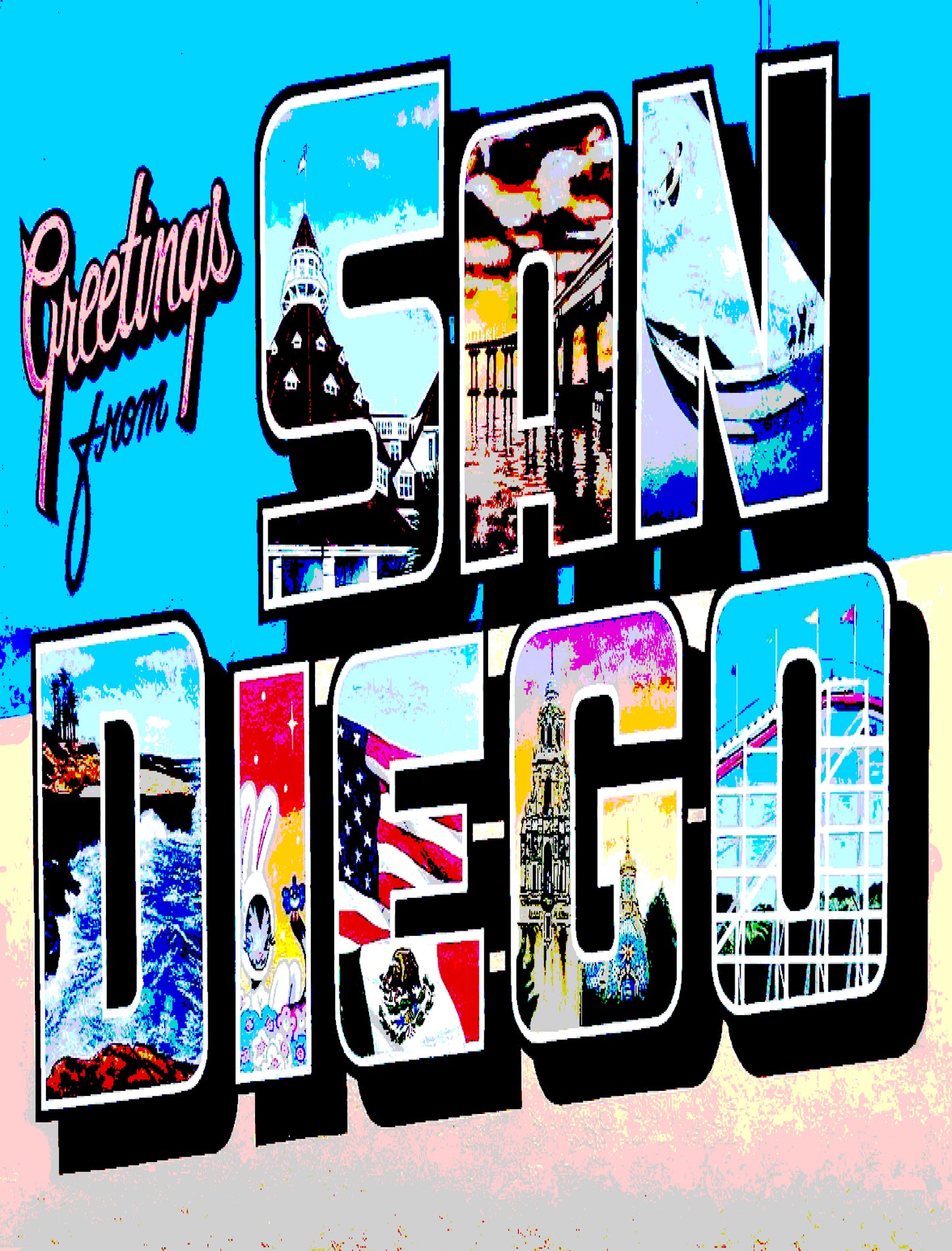 San Diego Landmark City Mural California Printed Artwork Home Decor