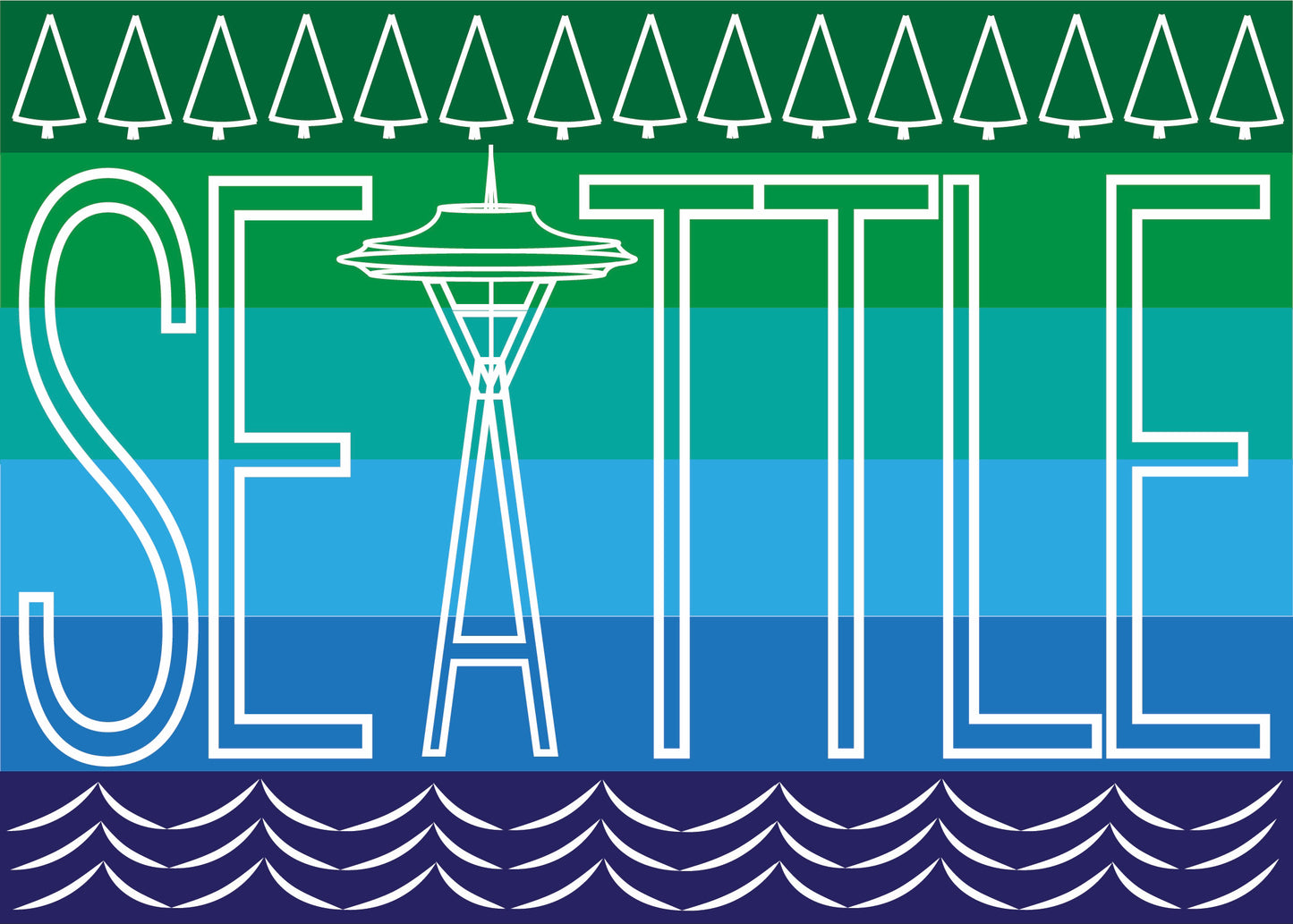 Blue SEATTLE Space needle Women's Cotton poly blend Graphic Tank Top