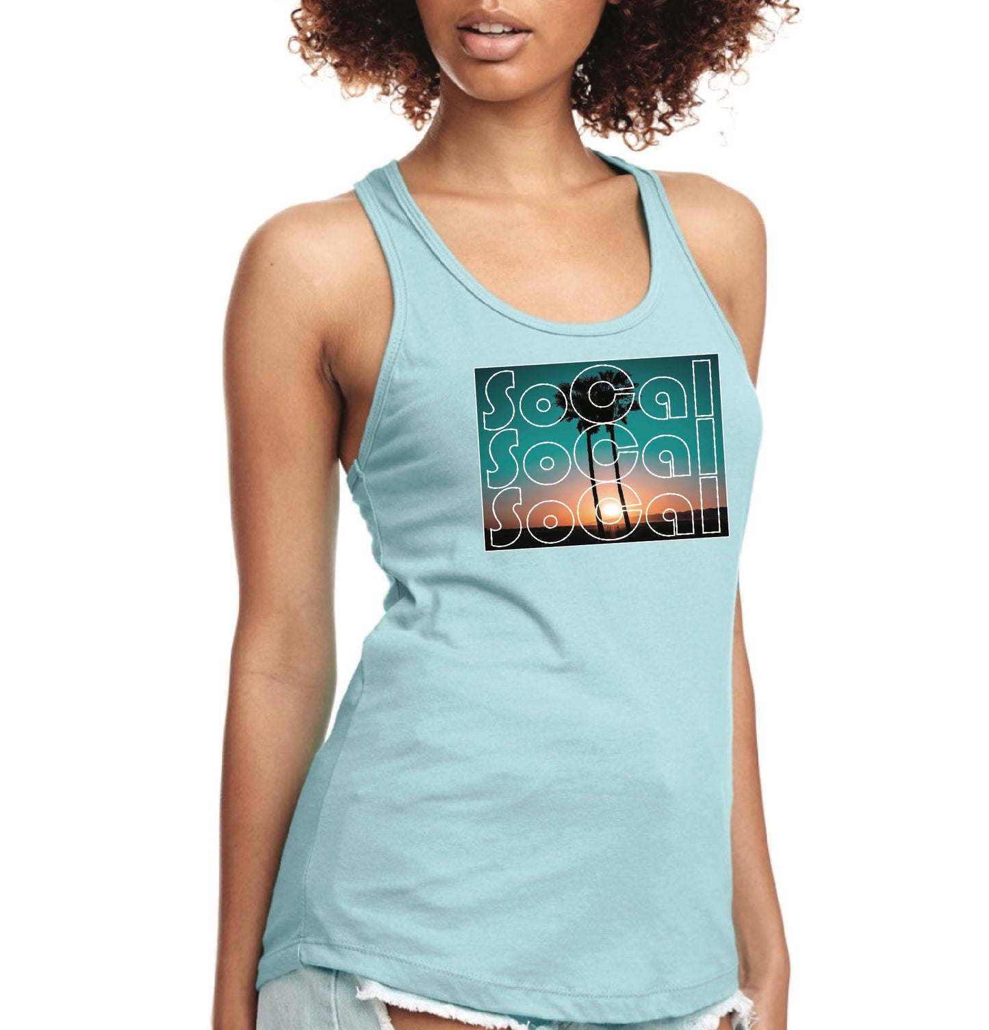 SoCAL Graphic Southern California Beach Sunset Women's Cotton poly blend Tank
