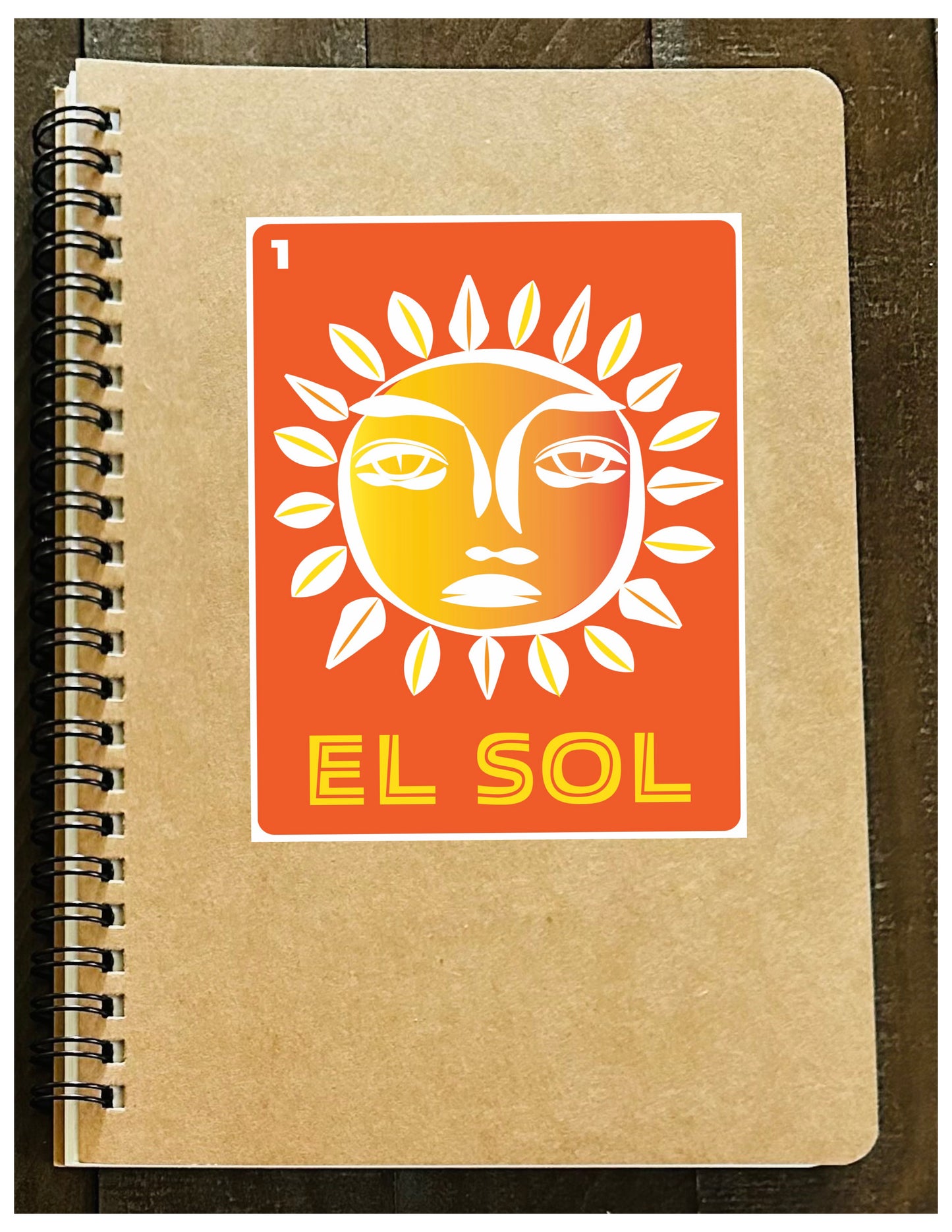 El Sol Los Nopales & La Margarita Mexican Loteria Spiral Kraft cover A5 8.25x5.5 Journal sketch notebook