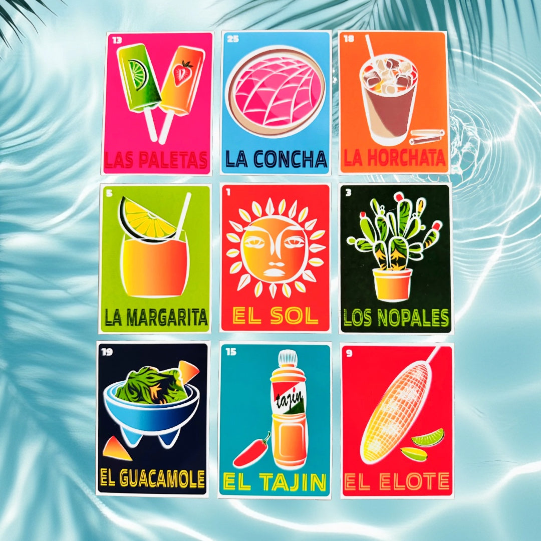 MEXICAN LOTERIA Stickers food & drink glossy decals