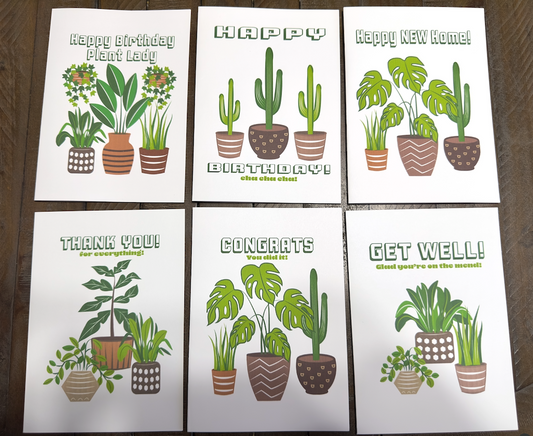 Plant Lovers MULTI OCCASION SET of 10 cards Bold & Cheerful Celebrations Boxed greeting cards