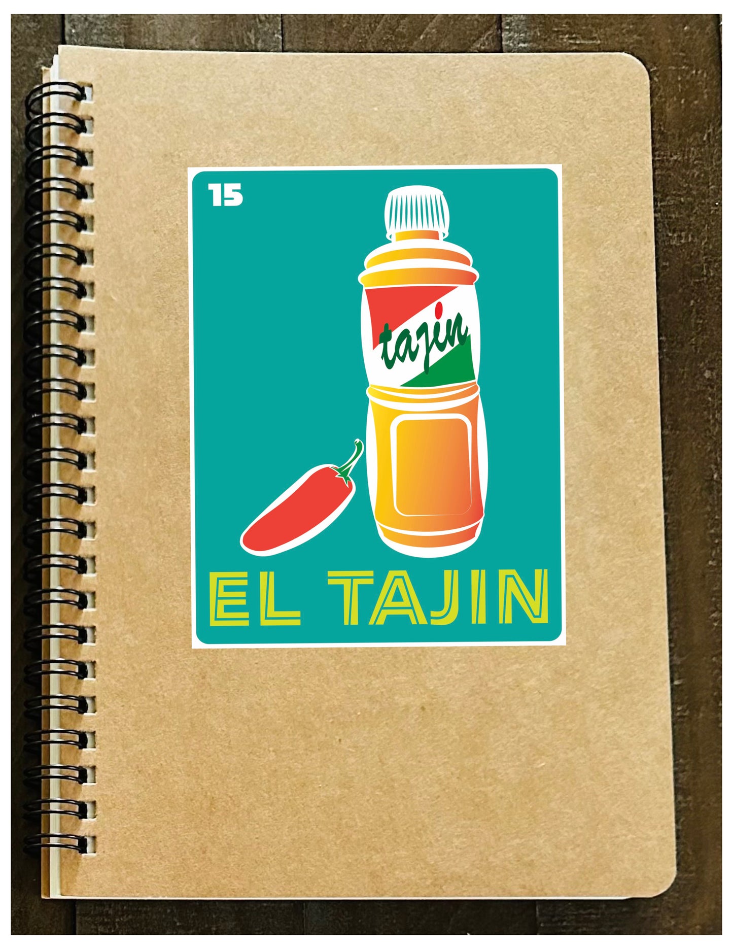 El Elote, El Guacamole, El Tajin Mexican Loteria Spiral Kraft cover A5 8.25x5.5 Journal sketch notebook