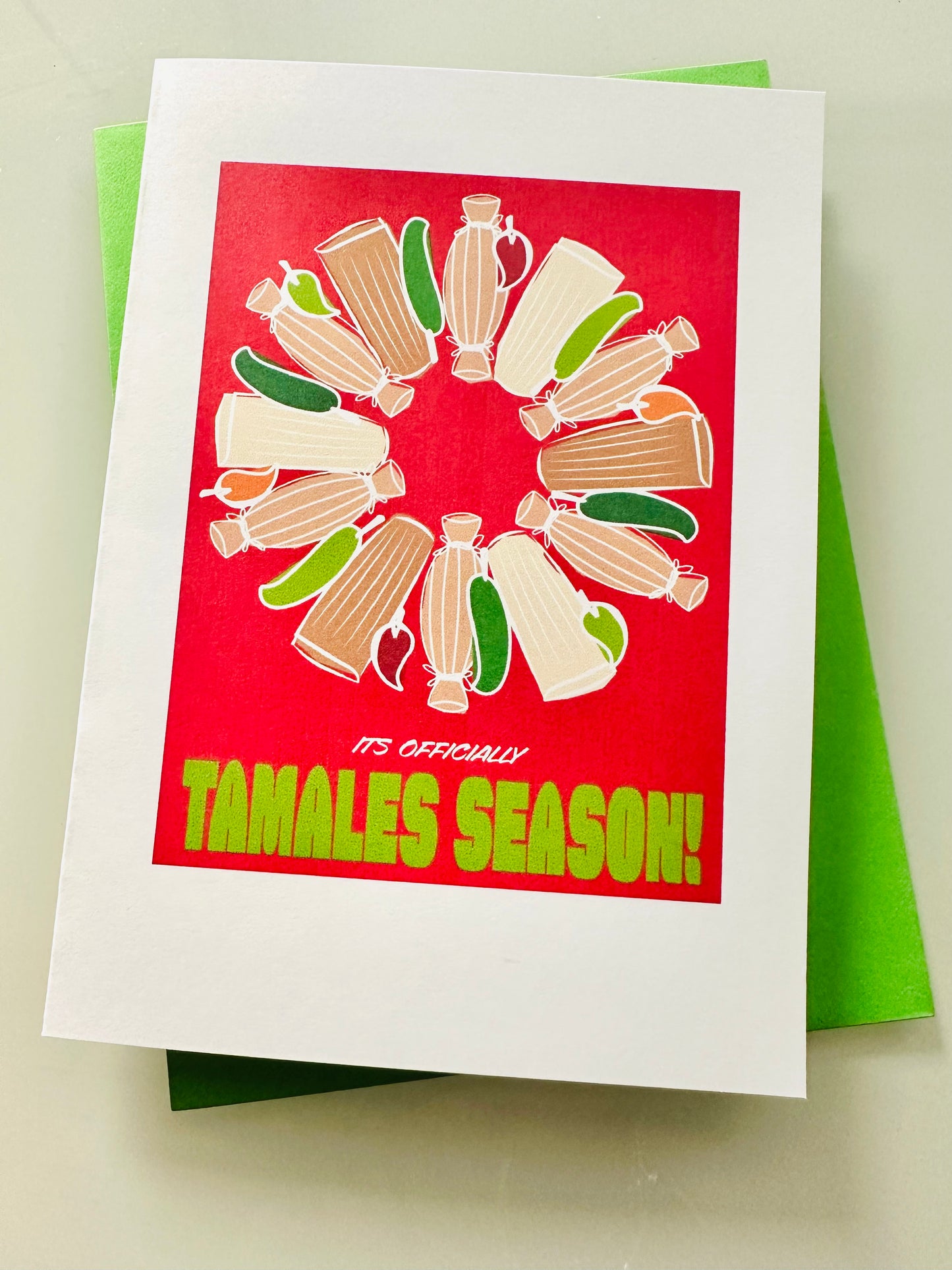 IT'S OFFICIALLY TAMALES SEASON Holiday Boxed Stationery Greeting card set of 10 size 5 X 7