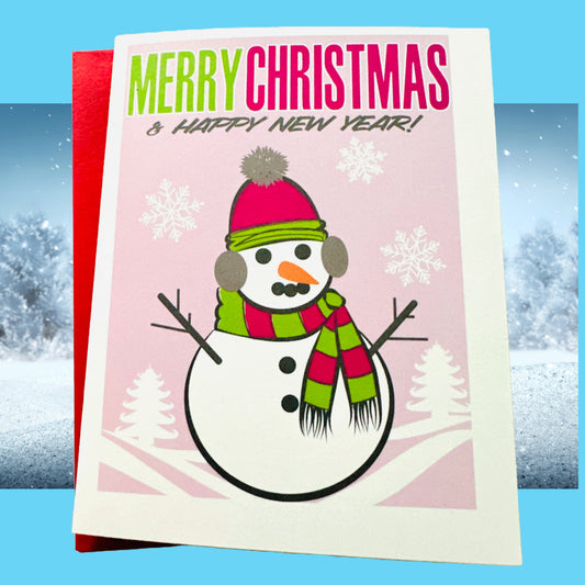 MERRY CHRISTMAS COZY SNOWMAN Holiday Boxed Stationery Greeting card set of 10 size A2