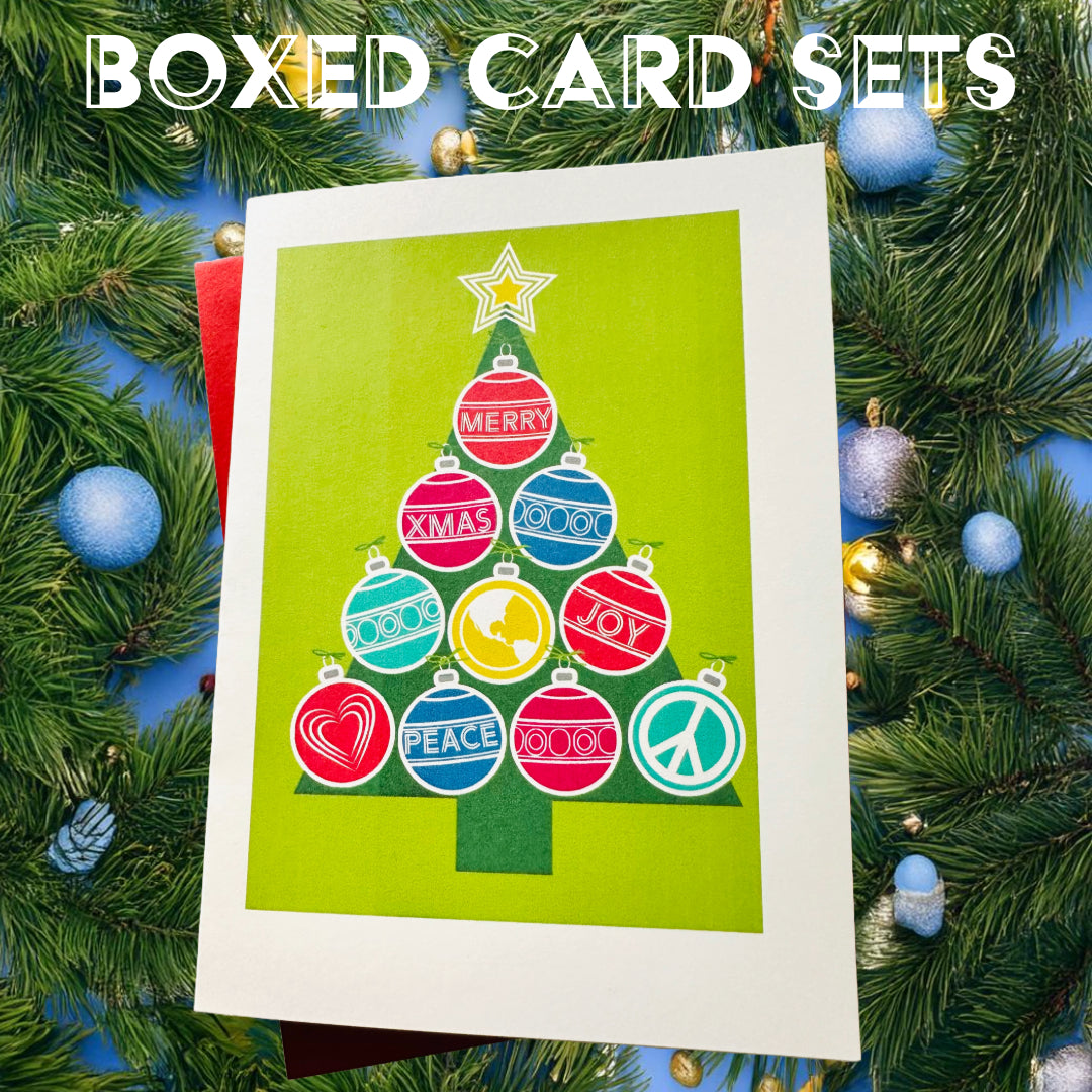 Positivity Xmas Tree Holiday Boxed Stationery Greeting card set of 10 size 5 X 7