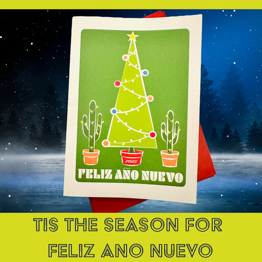 Feliz Ano Nuevo 2025 Holiday Boxed Stationery Greeting card set of 10 size 5 X 7