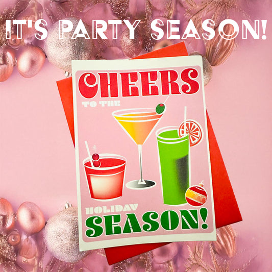 Cheers to the Holiday Season Boxed Stationery Greeting Postcard set of 10 size 5 X 7