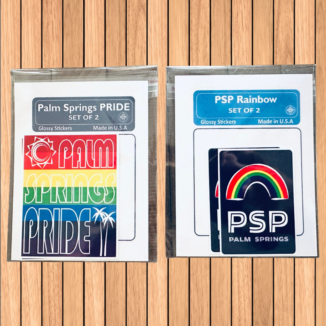 PALM SPRINGS California PRIDE Rainbow Stickers glossy decals