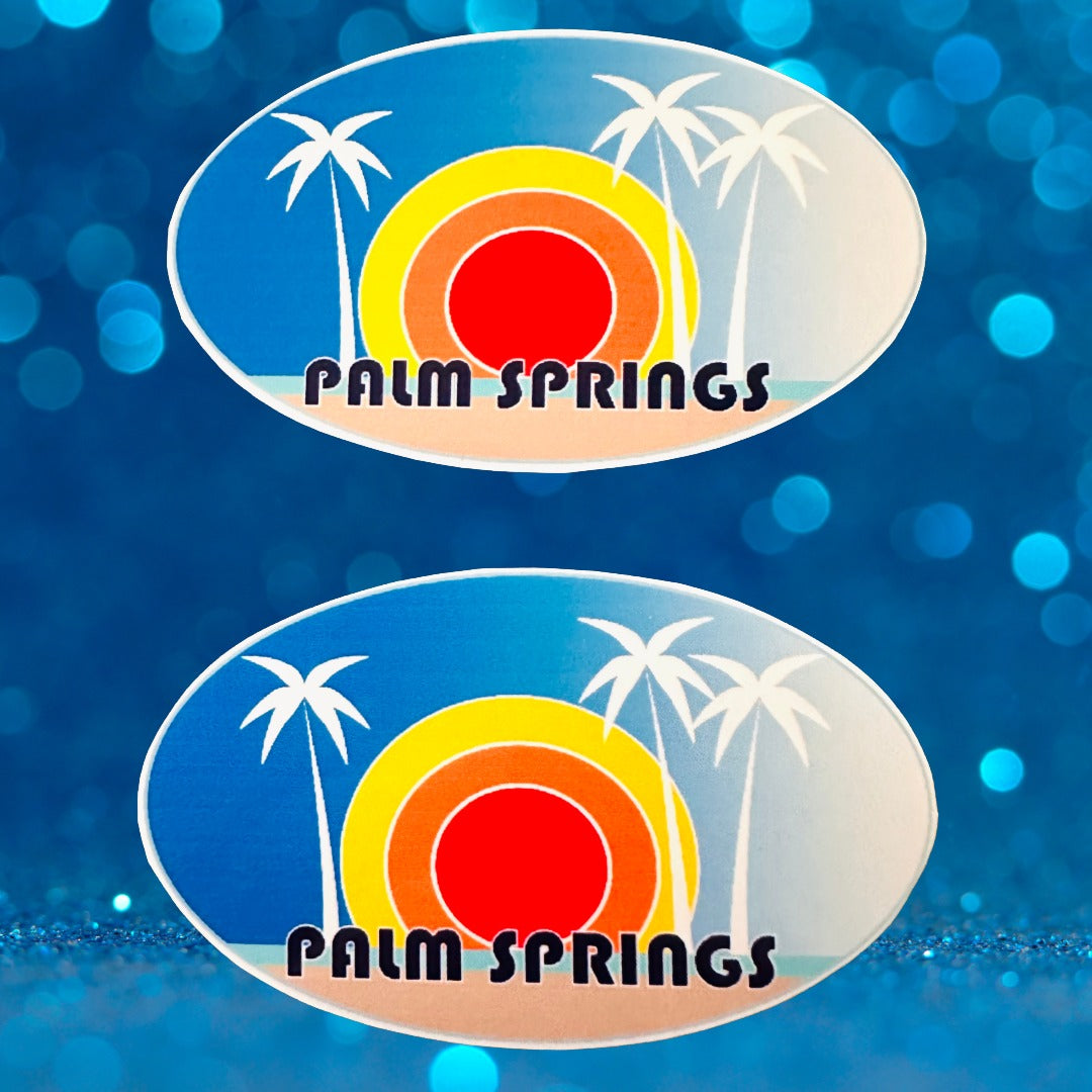 PALM SPRINGS Stickers Landscape or Icons sun palms cocktails glossy decals
