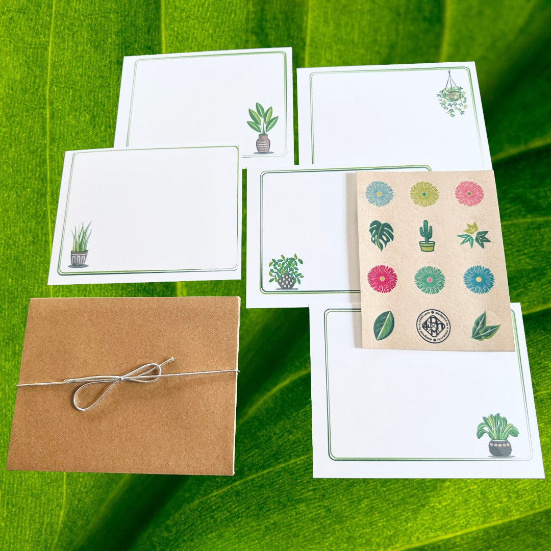 PLANT LIFE Gardener Note Cards Colorful Stationery set of 10