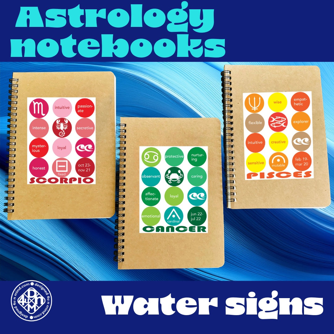 CANCER Astrology Traits & Symbols Spiral Kraft A5 Notebook