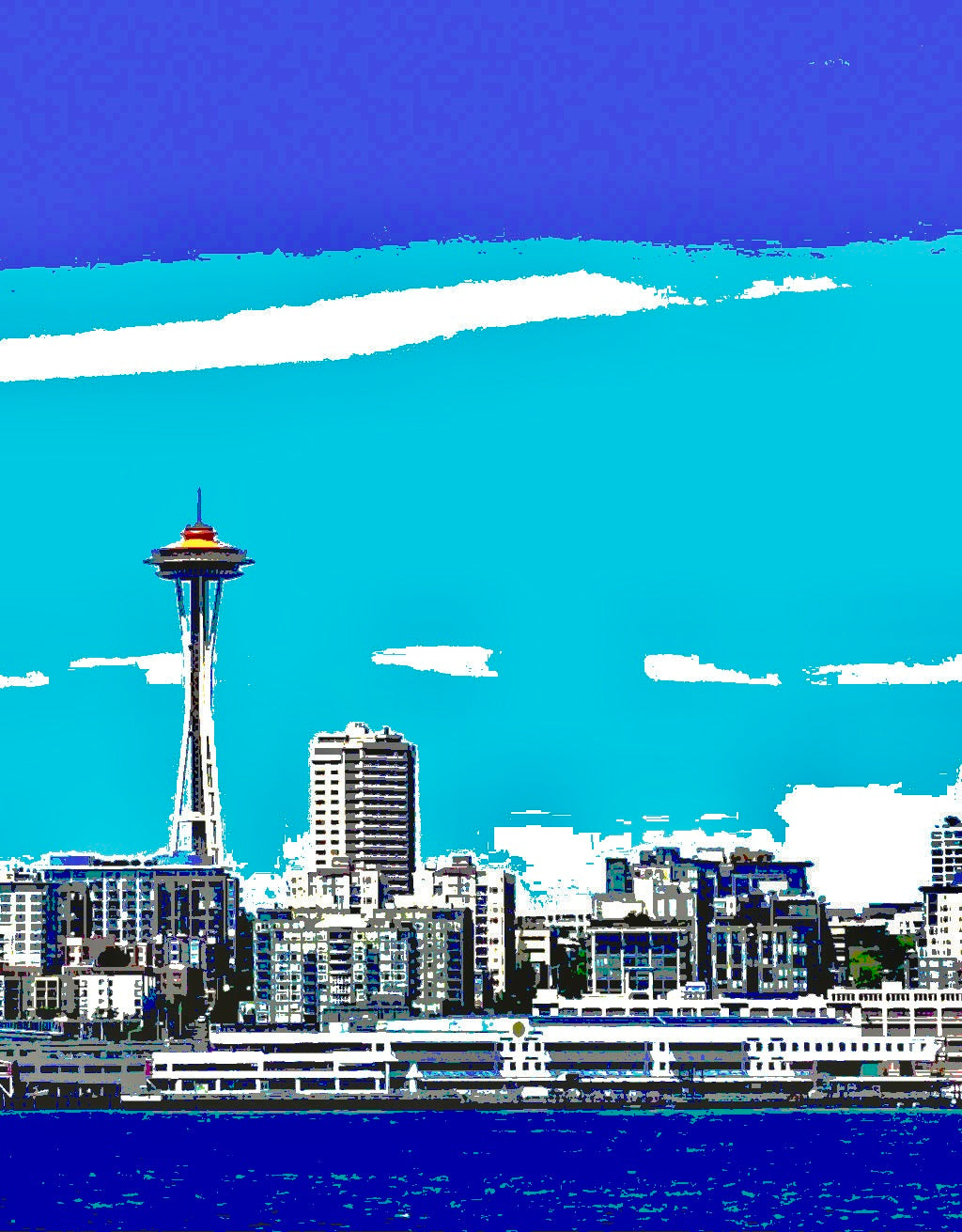 Iconic SEATTLE WATER VIEW Framed Printed Artwork Home Decor