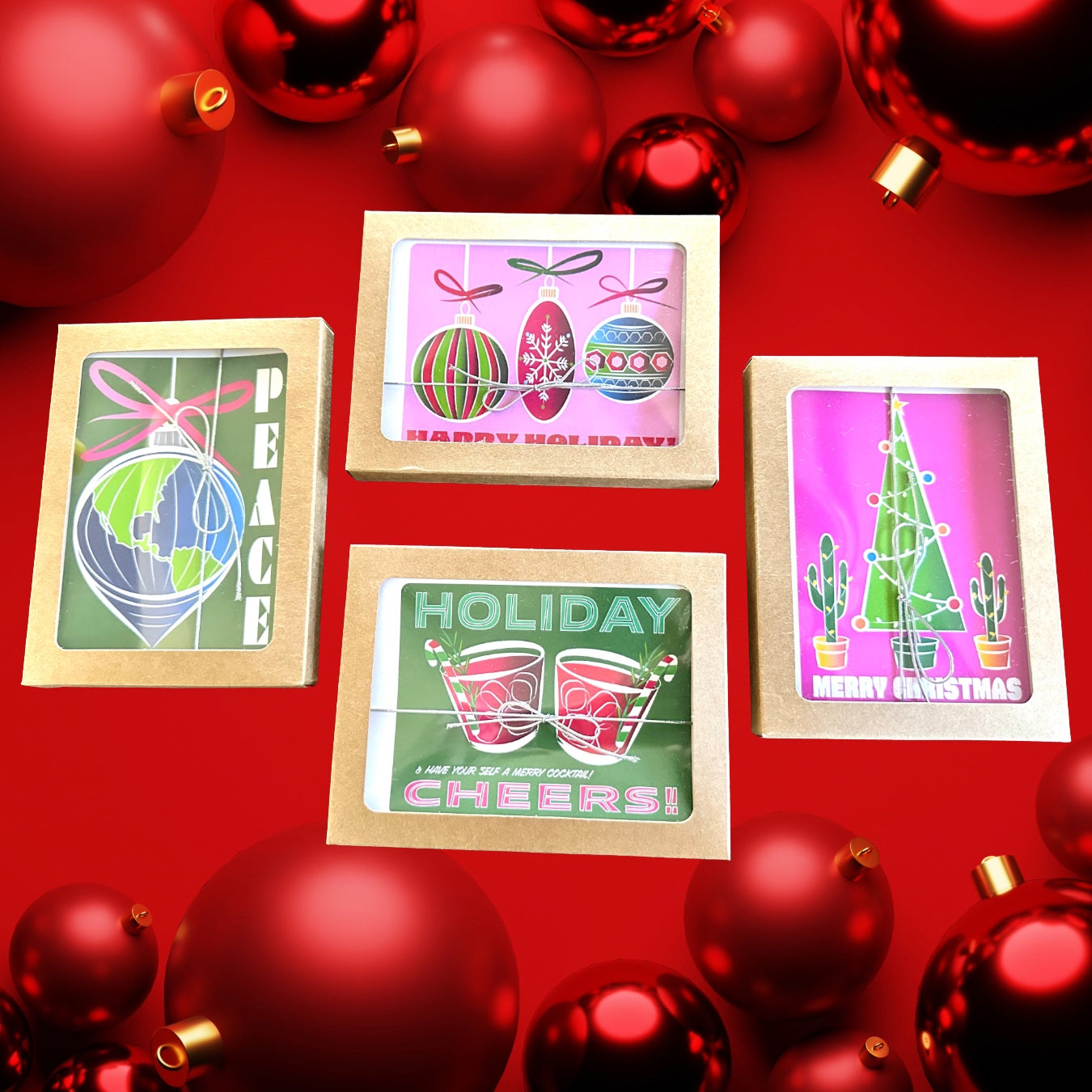 Holiday Cheers & Have Your Self a Merry Cocktail! Holiday Christmas card set of 10