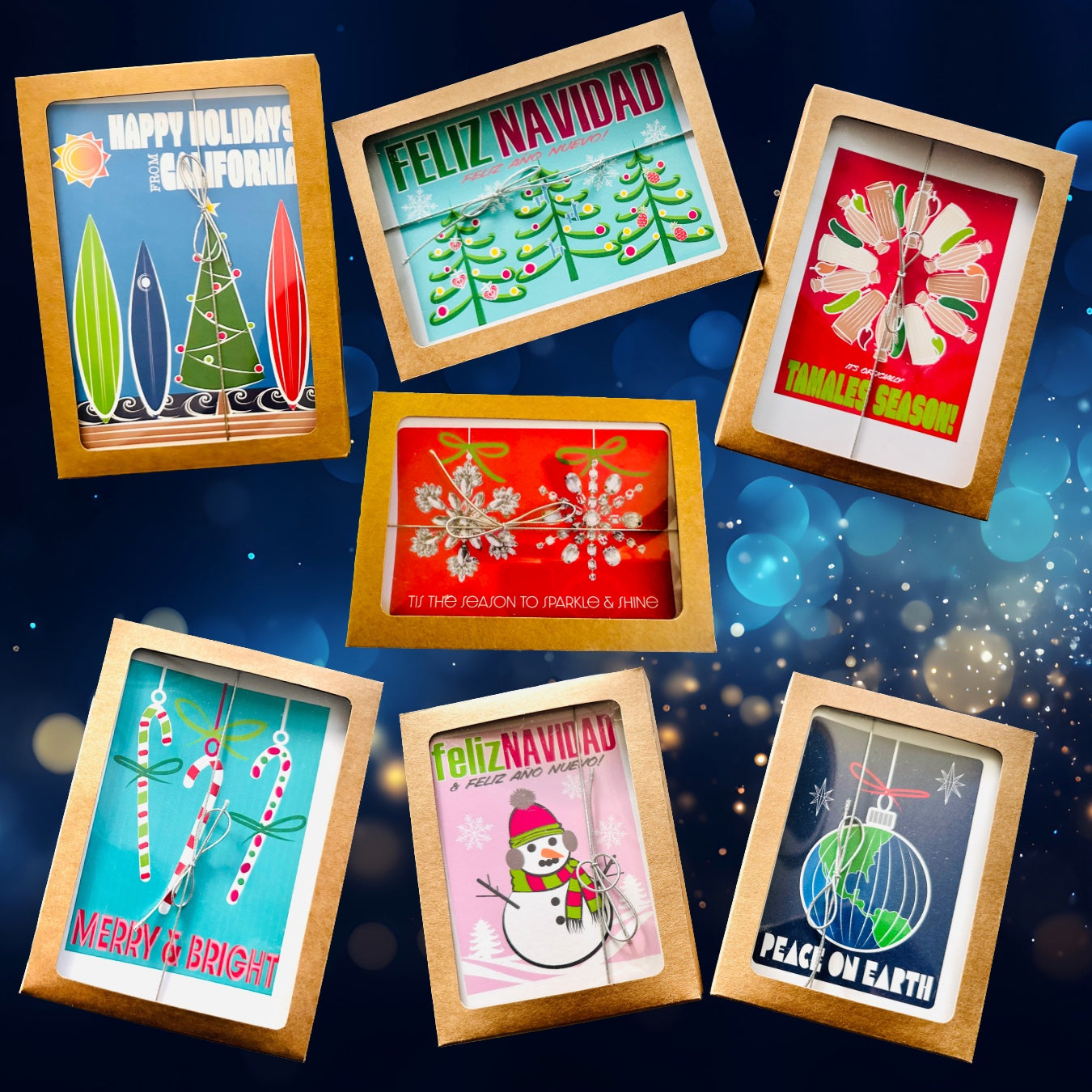 Tis the Season to Sparkle & Shine Holiday Boxed Christmas card set of 10