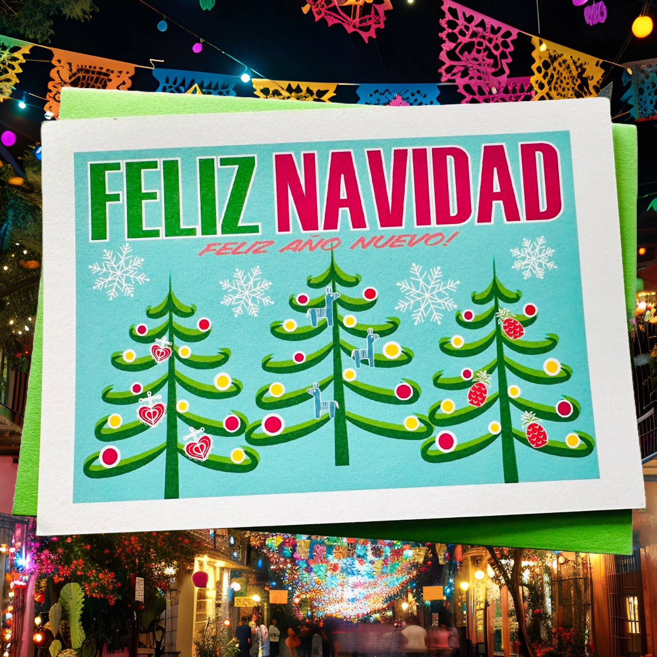 Arbol de Navidad Holiday Boxed Christmas Postcards set of 10