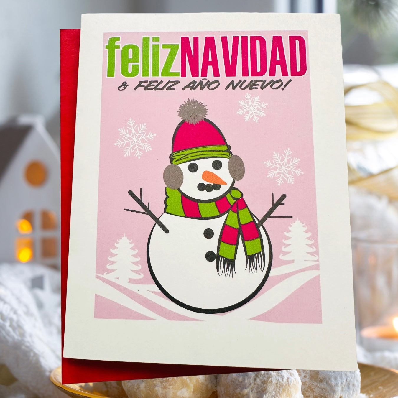 FELIZ NAVIDAD SNOWMAN Holiday Boxed Christmas cards set of 10