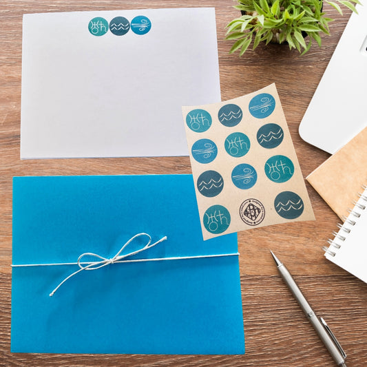 AQUARIUS Element & Symbols Note Cards A2 Stationery set of 10