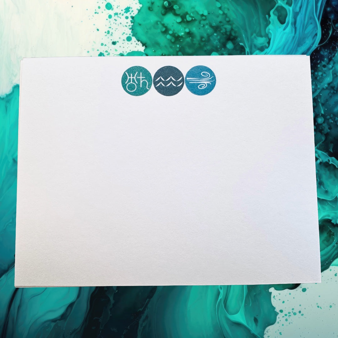 AQUARIUS Element & Symbols Note Cards A2 Stationery set of 10