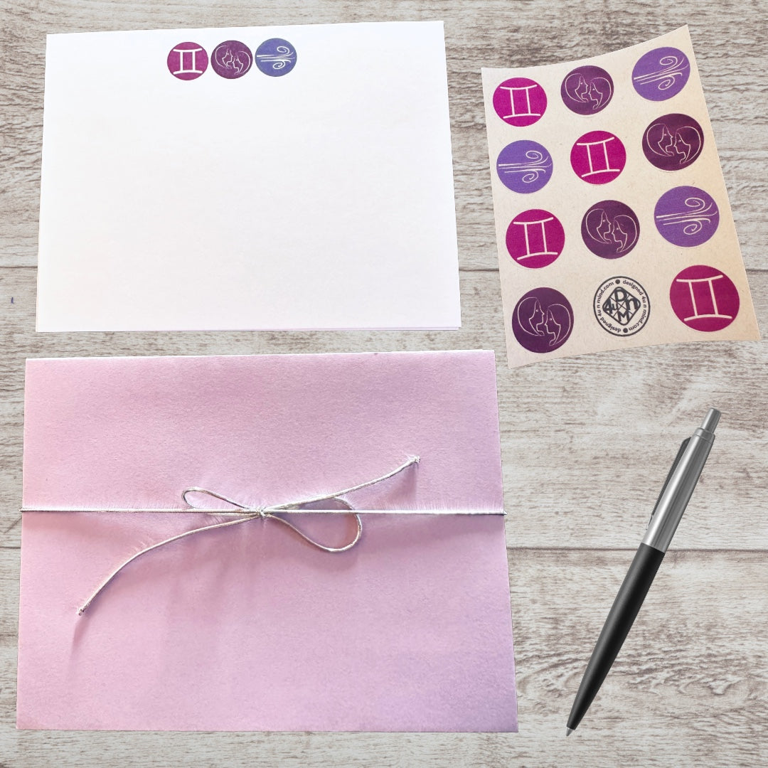 GEMINI Element & Symbols Note Cards A2 Stationery set of 10