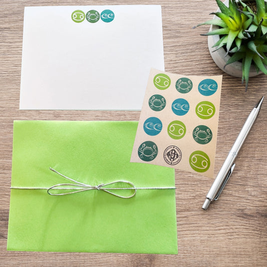 CANCER Element & Symbols Note Cards A2 Stationery set of 10