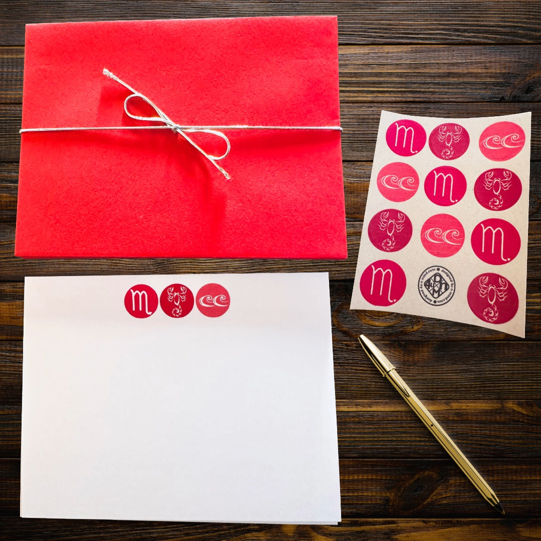 SCORPIO Element & Symbols Note Cards A2 Stationery set of 10