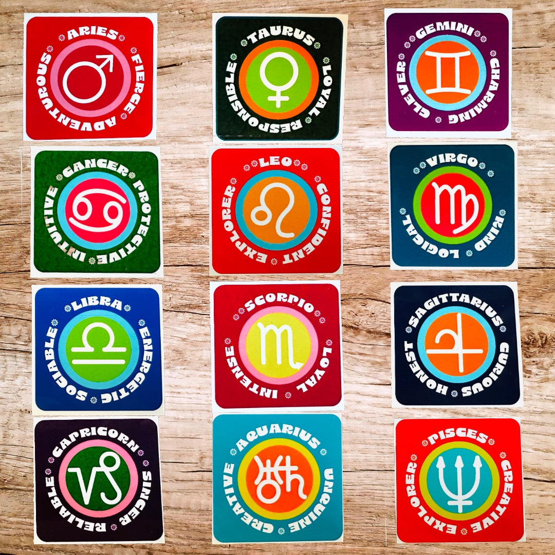 LIBRA Bold Colorful Characteristic's & Traits Stickers Set of 3, Glossy Vinyl Decals