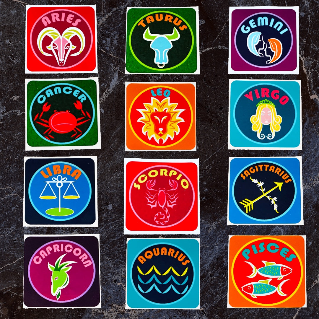 AQUARIUS Bold Colorful Characteristic's & Traits Stickers Set of 3, Glossy Vinyl Decals