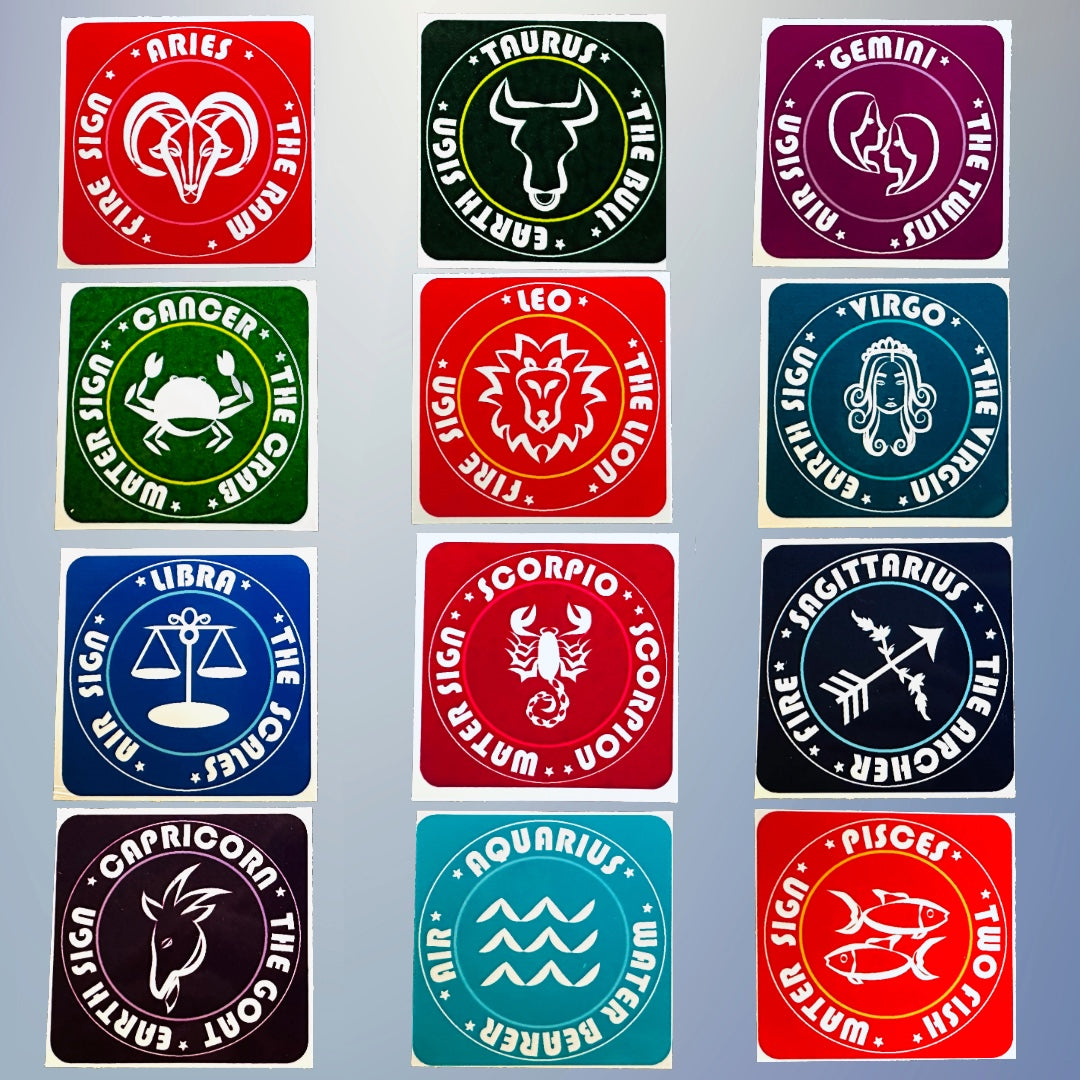 CAPRICORN Bold Colorful Characteristic's & Traits Stickers Set of 3, Glossy Vinyl Decals