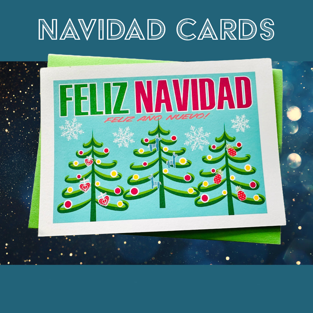 Arbol de Navidad Holiday Boxed Stationery Greeting Post card set of 10 size 5 X 7