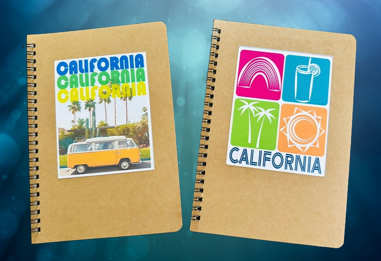 CALIFORNIA SURF BUS Spiral Kraft A5 8.25x5.5 Journal Sketch Home Office School or Travel notebook