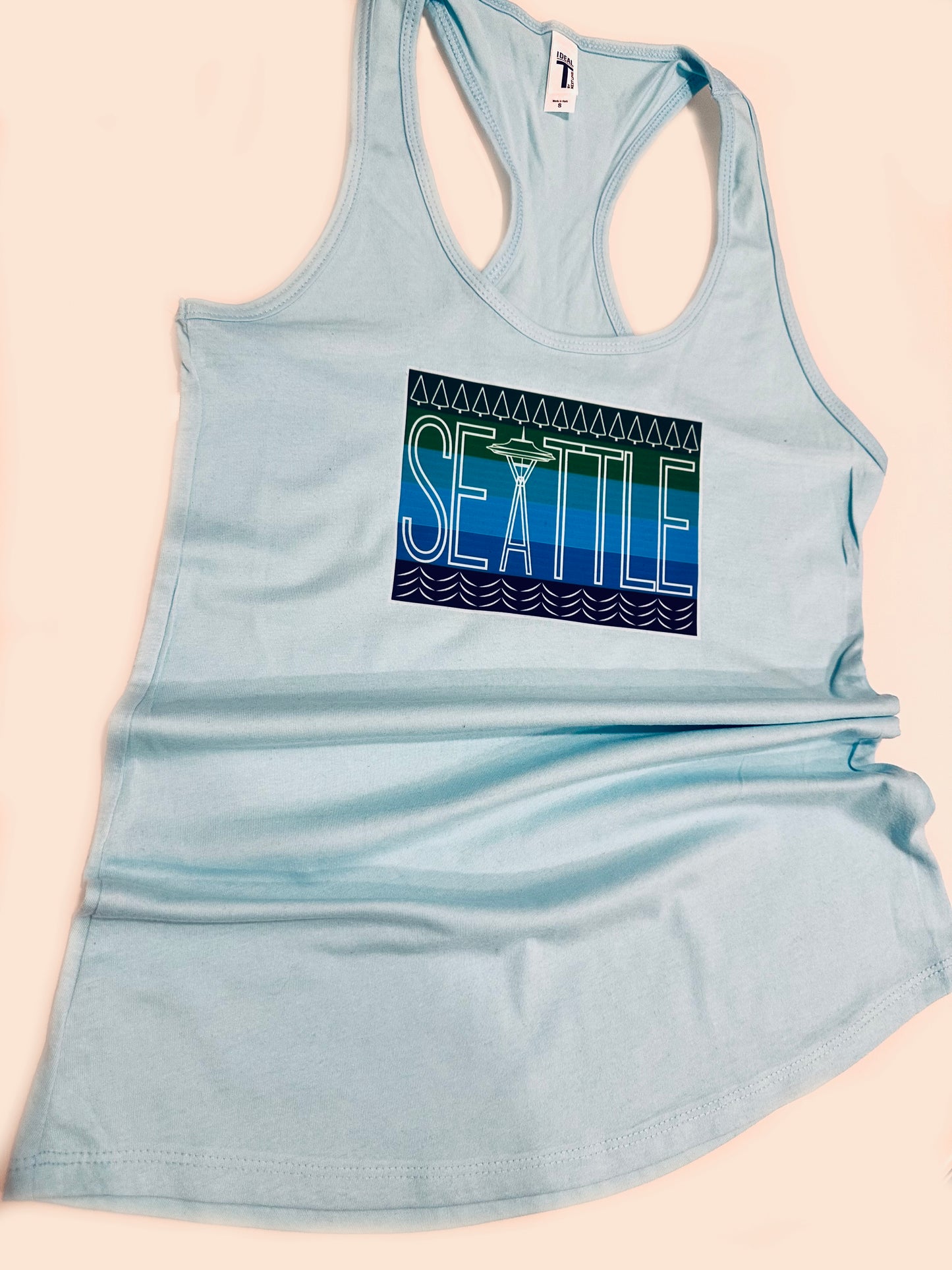Blue SEATTLE Space needle Women's Cotton poly blend Graphic Tank Top