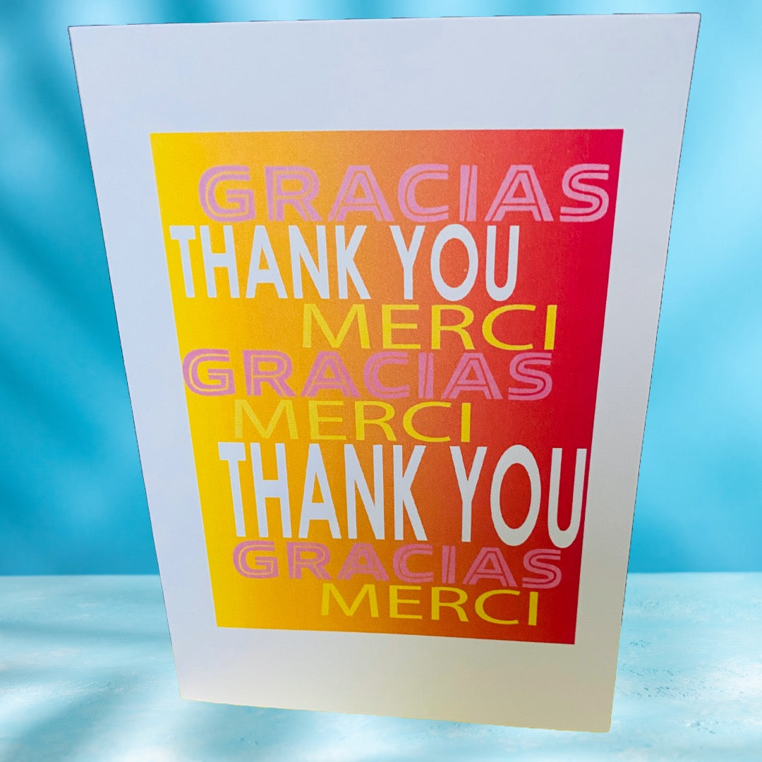 Spanish & French Thank you cards 5x7 Multi language boxed note card set of 10