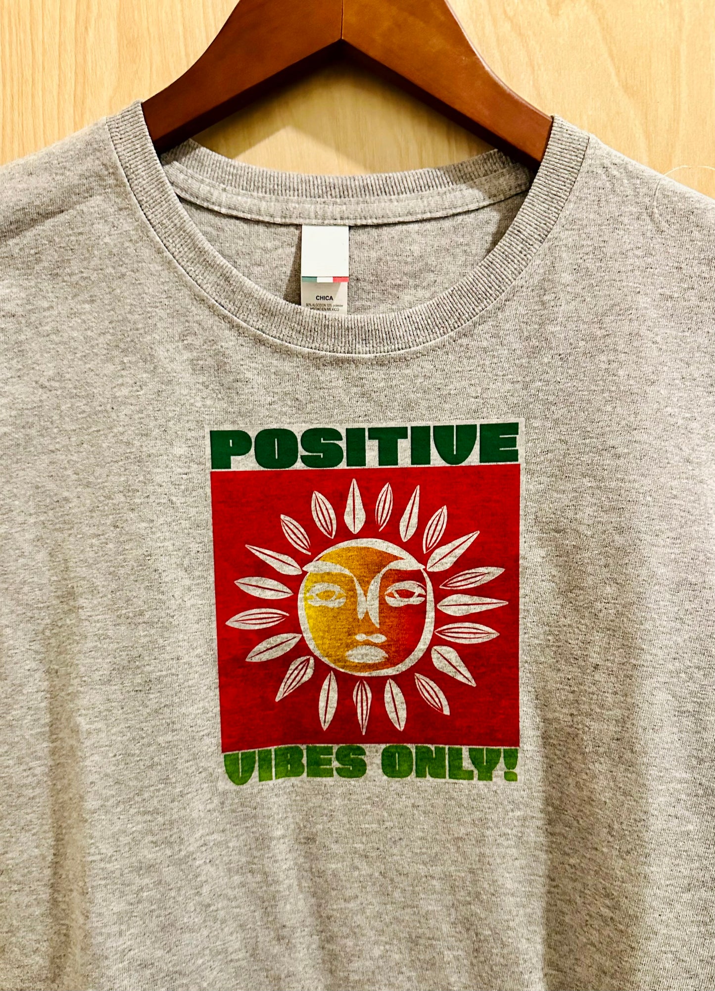 Grey Heather POSITIVE VIBES ONLY Women's Cotton Blend Graphic T-shirt
