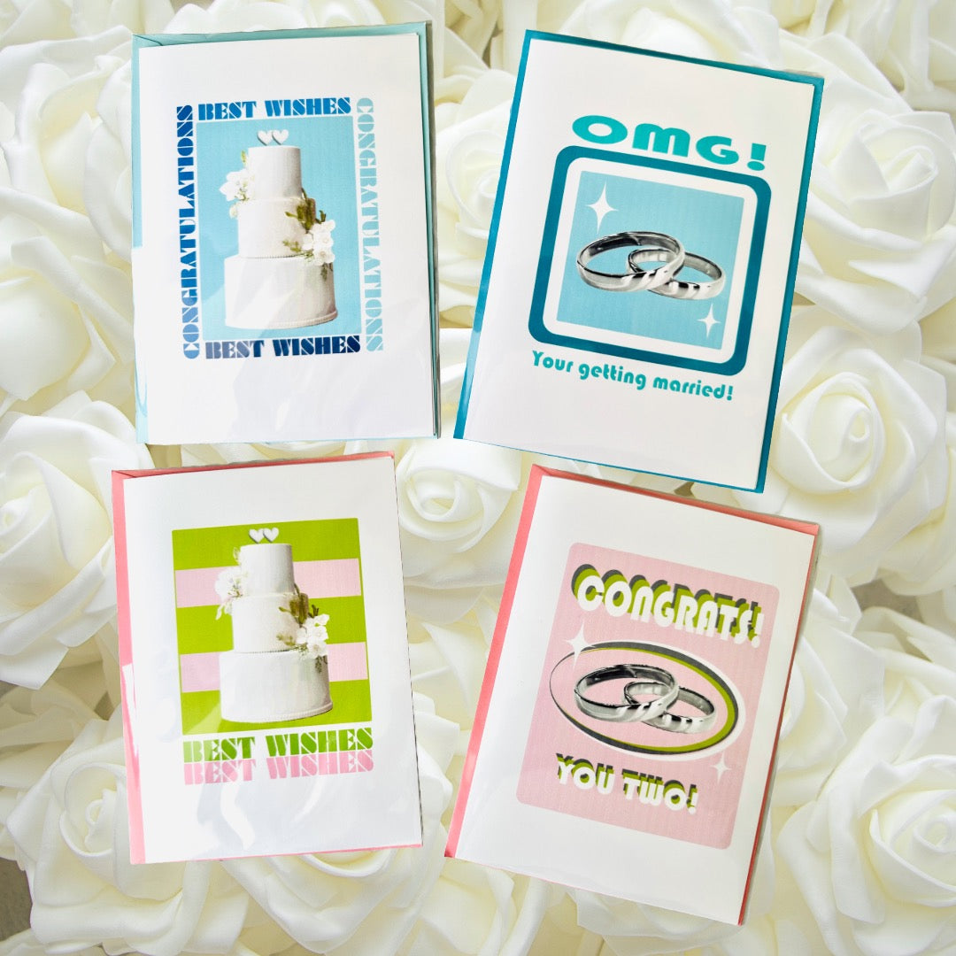 OMG! Your getting married! 5X7 Congrats Modern Engagement Wedding Greeting card
